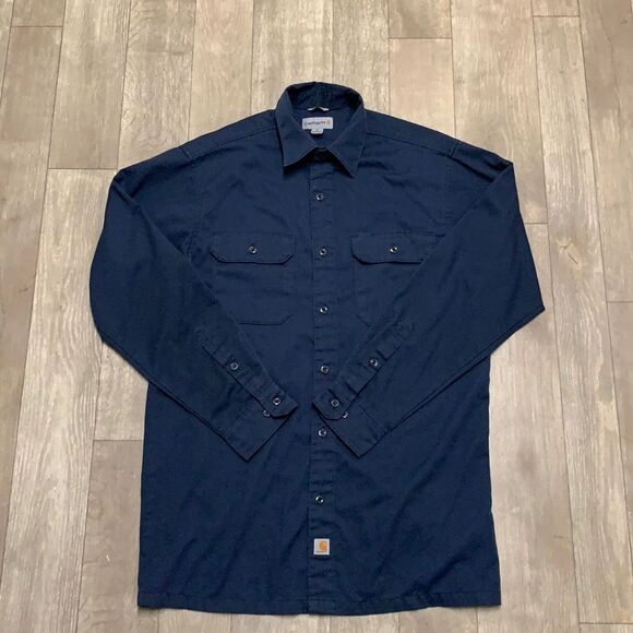 Mens Carhartt Work Relaxed Fit Button Down Longsleeve‎ Shirt - Picture 1 of 6